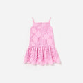 Pink Sleeveless Flower Lace Dress