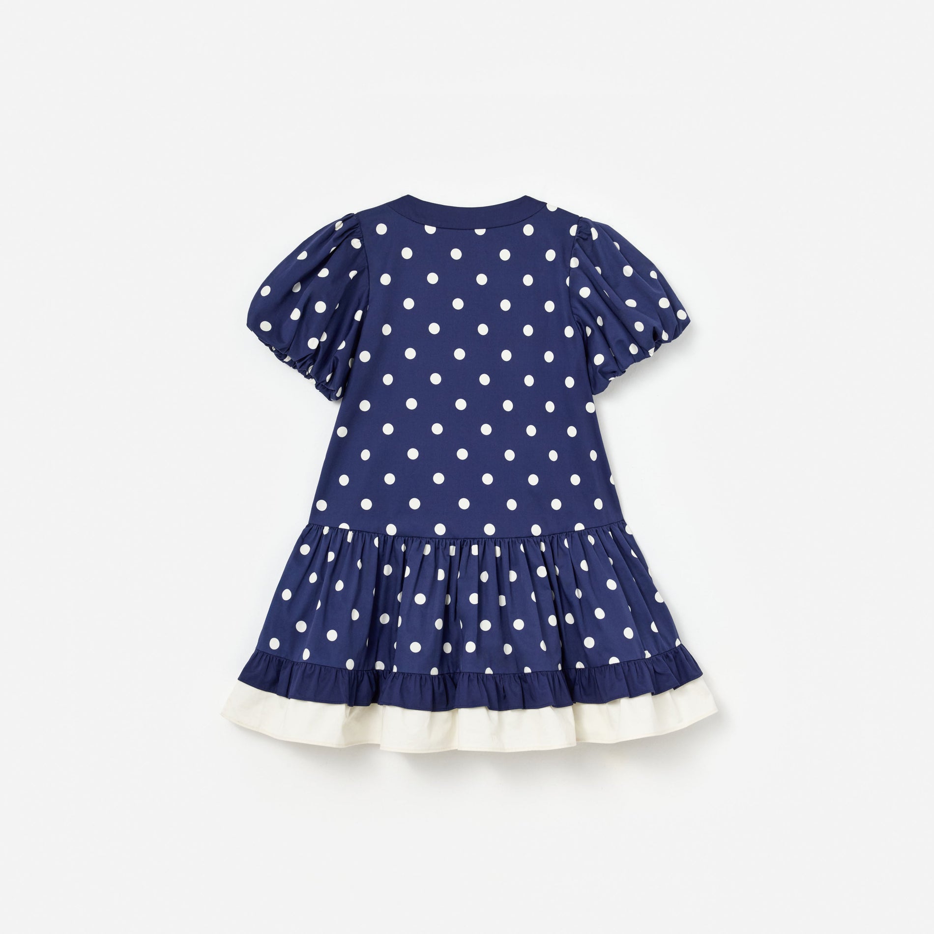 Navy Polka Dot Cotton Printed Dress