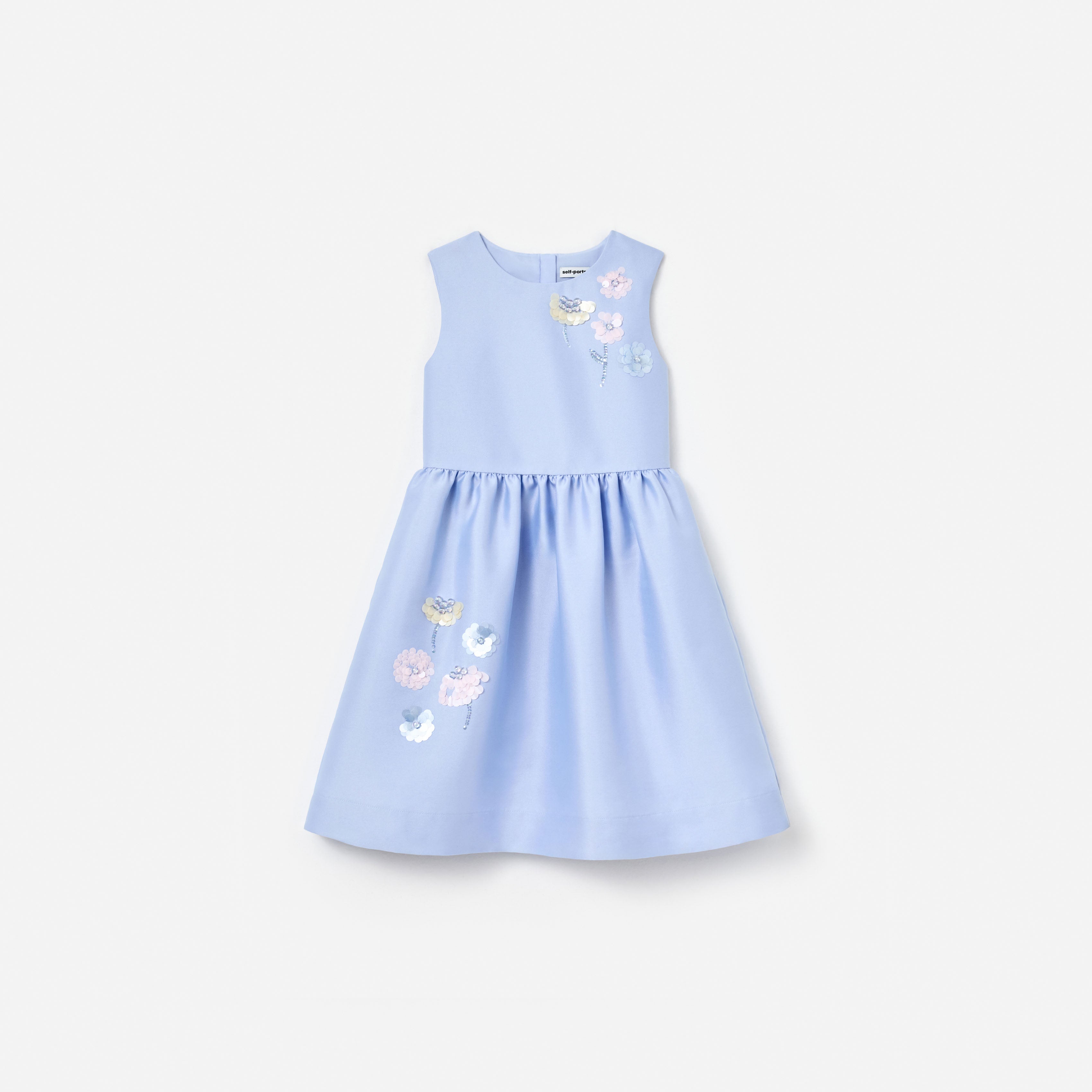 Blue Taffeta Sequin Embellished Dress