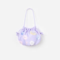 Lilac Flower Embellished Pouch Bag