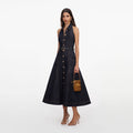Indigo Denim Halterneck Midi Dress