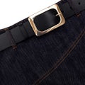 Indigo Denim Belted Midi Skirt
