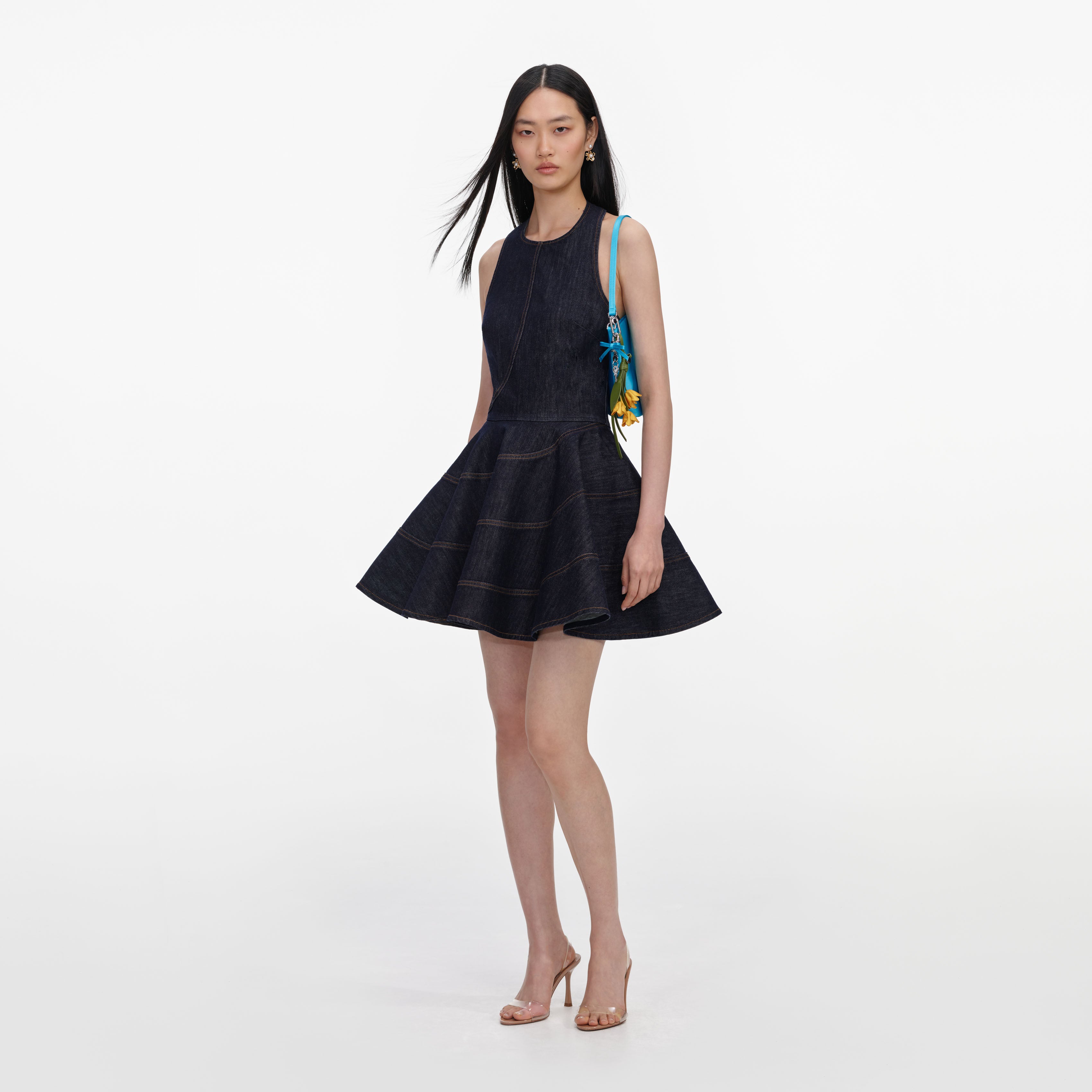 Indigo Denim Halterneck Mini Dress