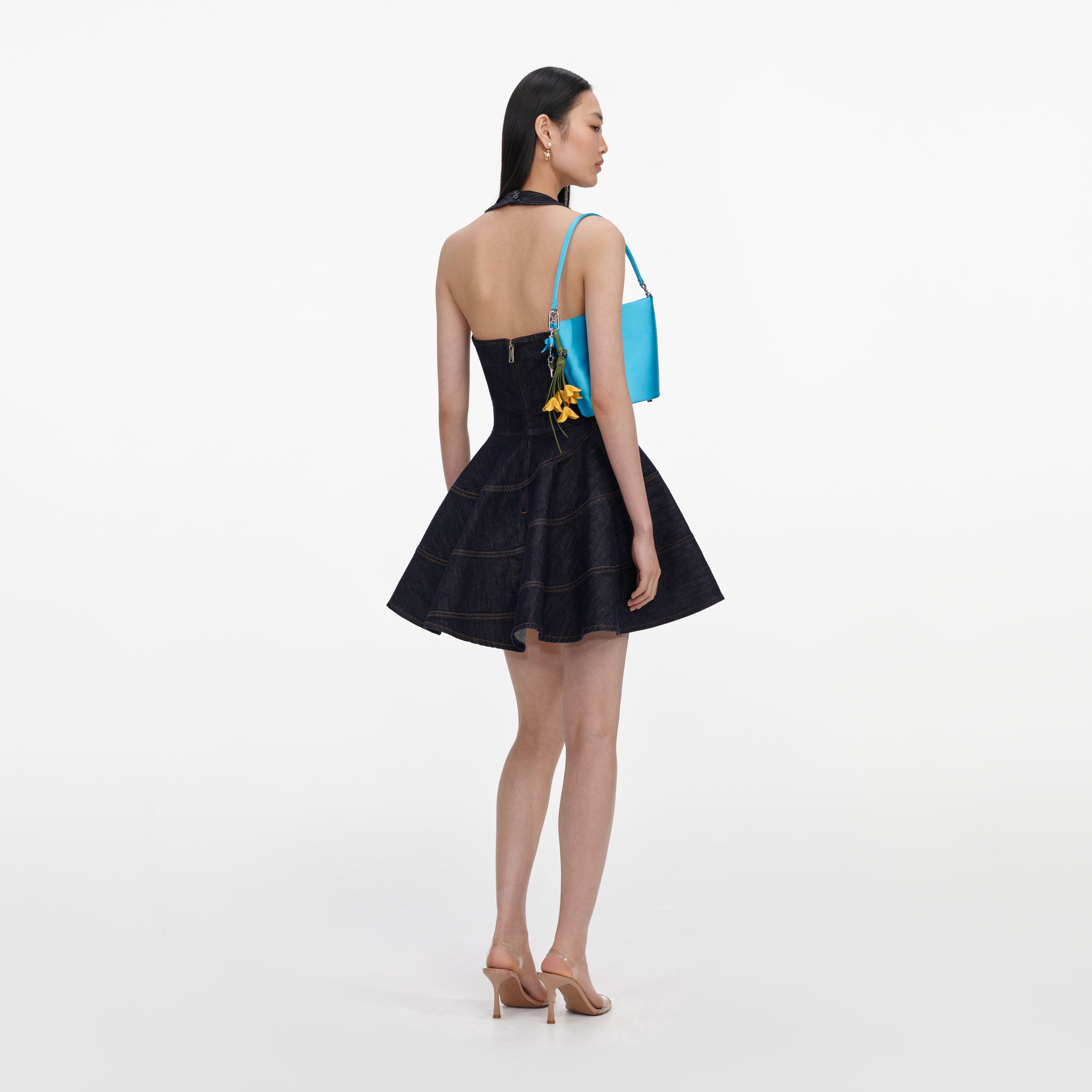 Indigo Denim Halterneck Mini Dress