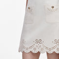 Cream Broderie Denim Mini Dress