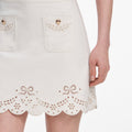 Cream Broderie Denim Mini Skirt