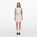 Cream Broderie Denim Mini Skirt