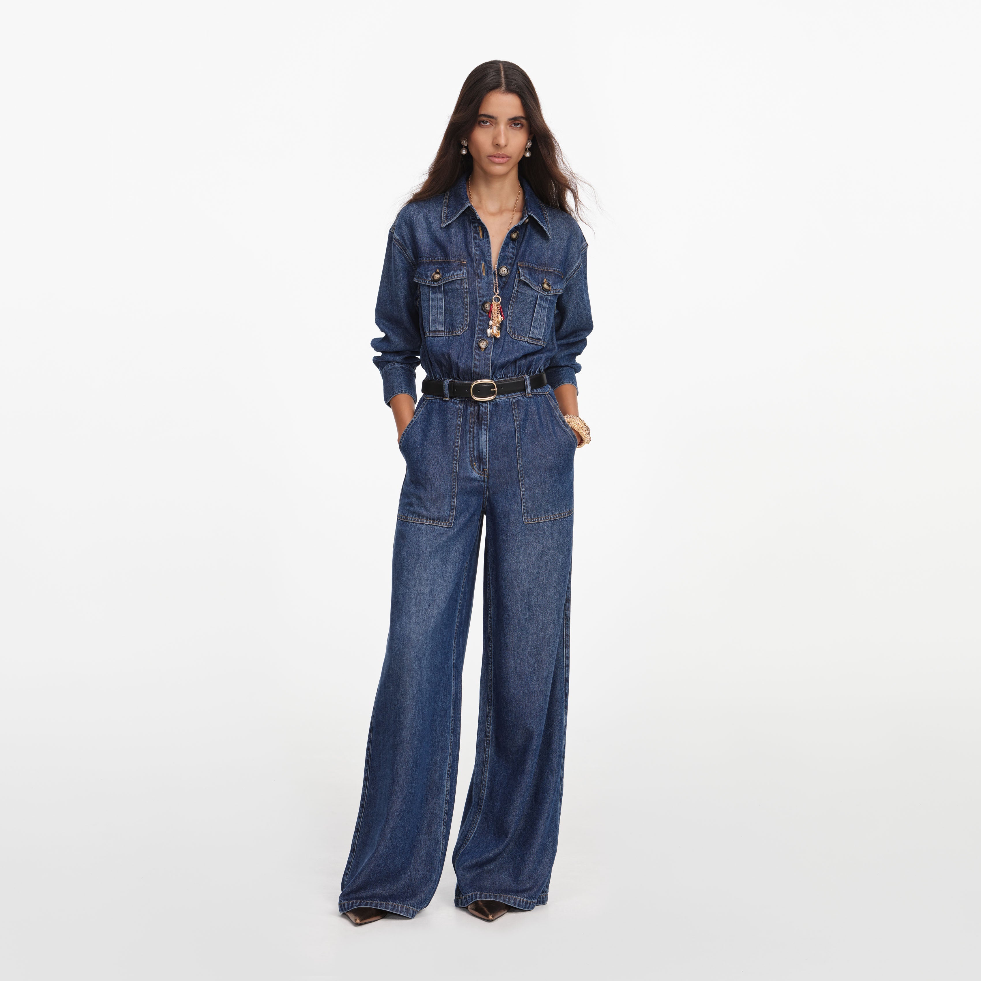 Denim Relaxed Fit Jumpsuit