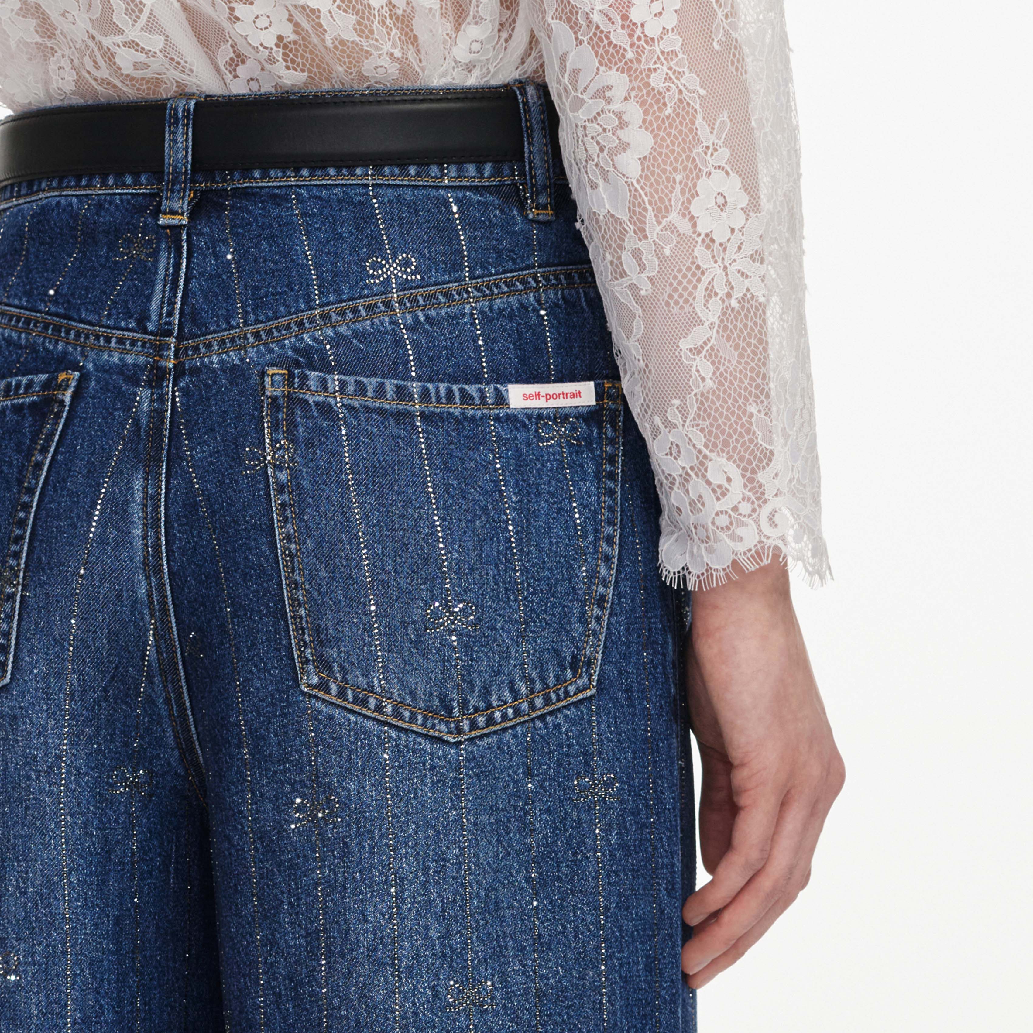 Rhinestone Stripe Denim Jeans