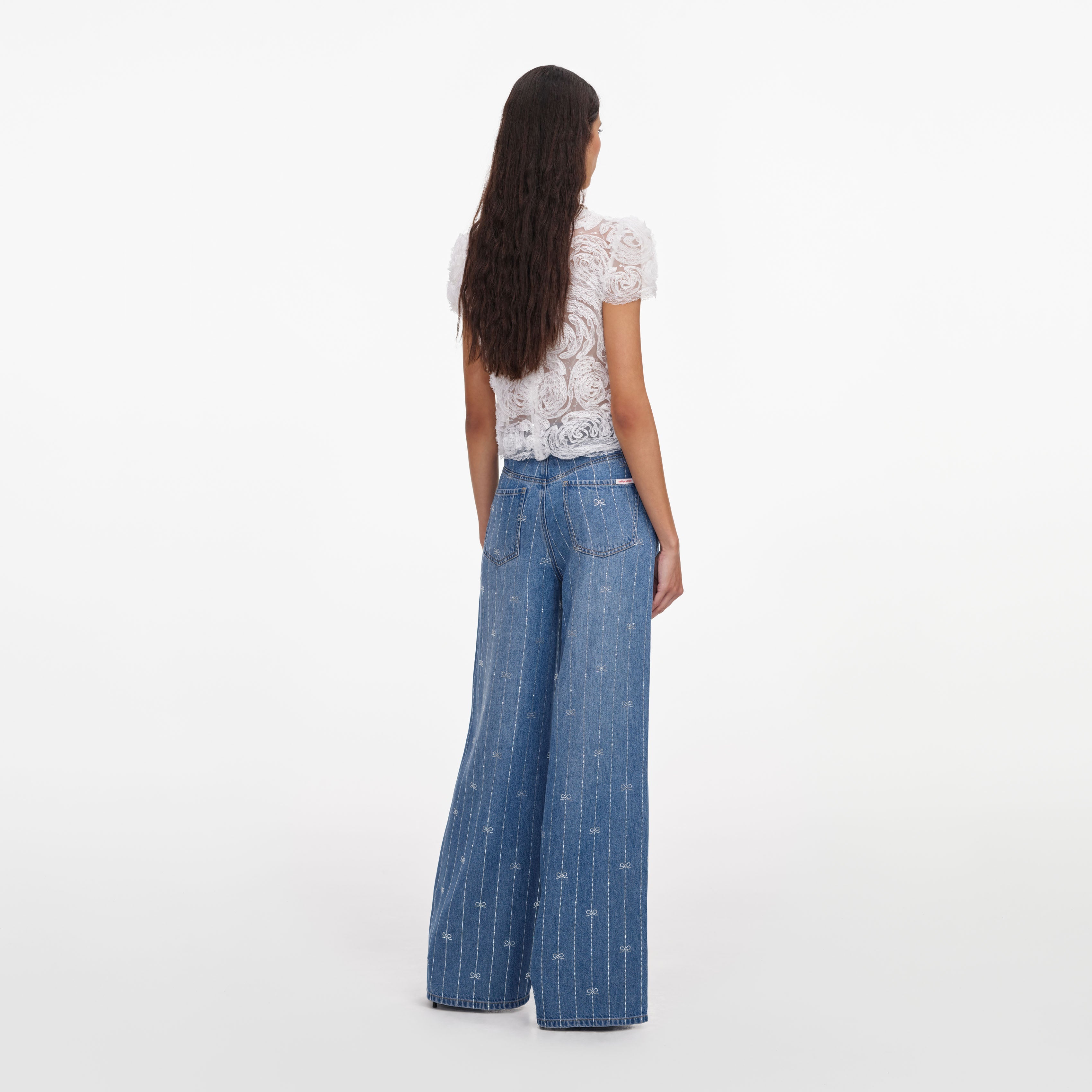 Light Blue Rhinestone Stripe Denim Jeans