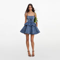 Denim Flared Peplum Mini Dress