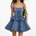 Denim Flared Peplum Mini Dress