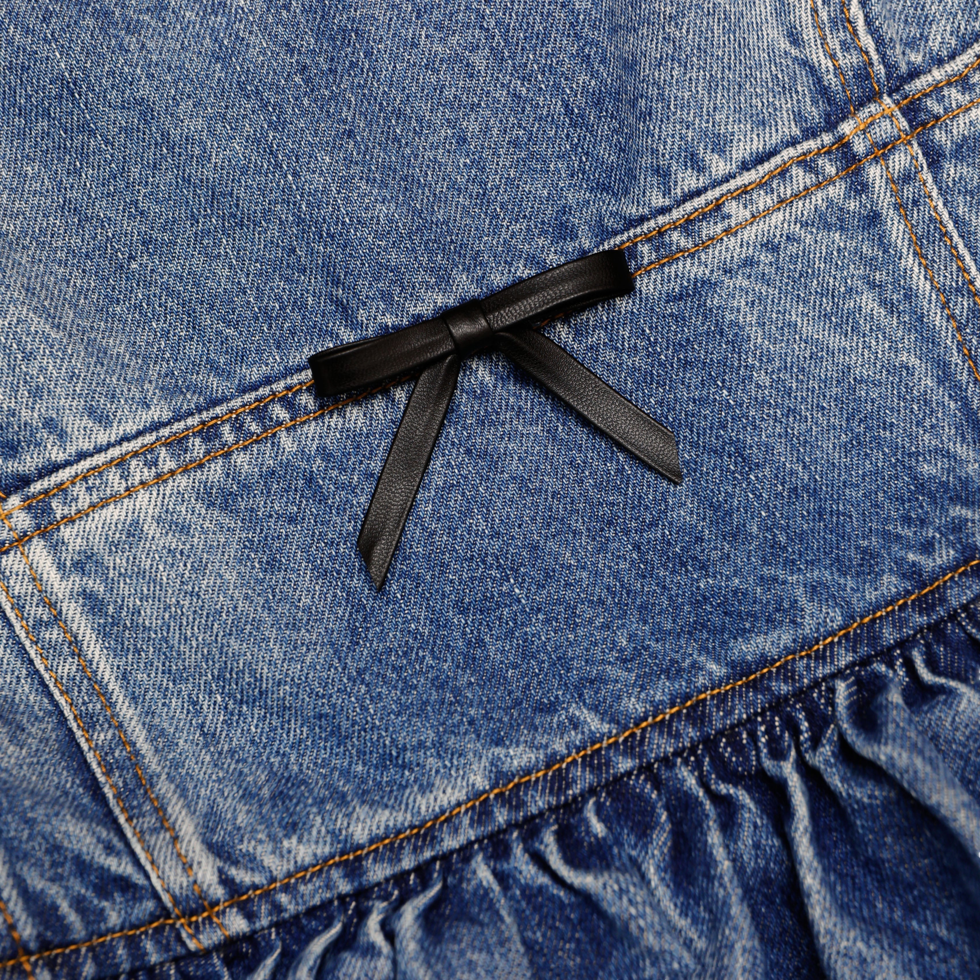 Denim Flared Peplum Mini Dress