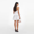 White Linen Blend Peplum Mini Dress