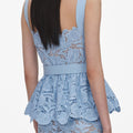 Blue Lace Peplum Midi Dress