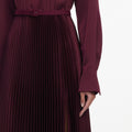 Plum Satin Pleated Maxi Dress