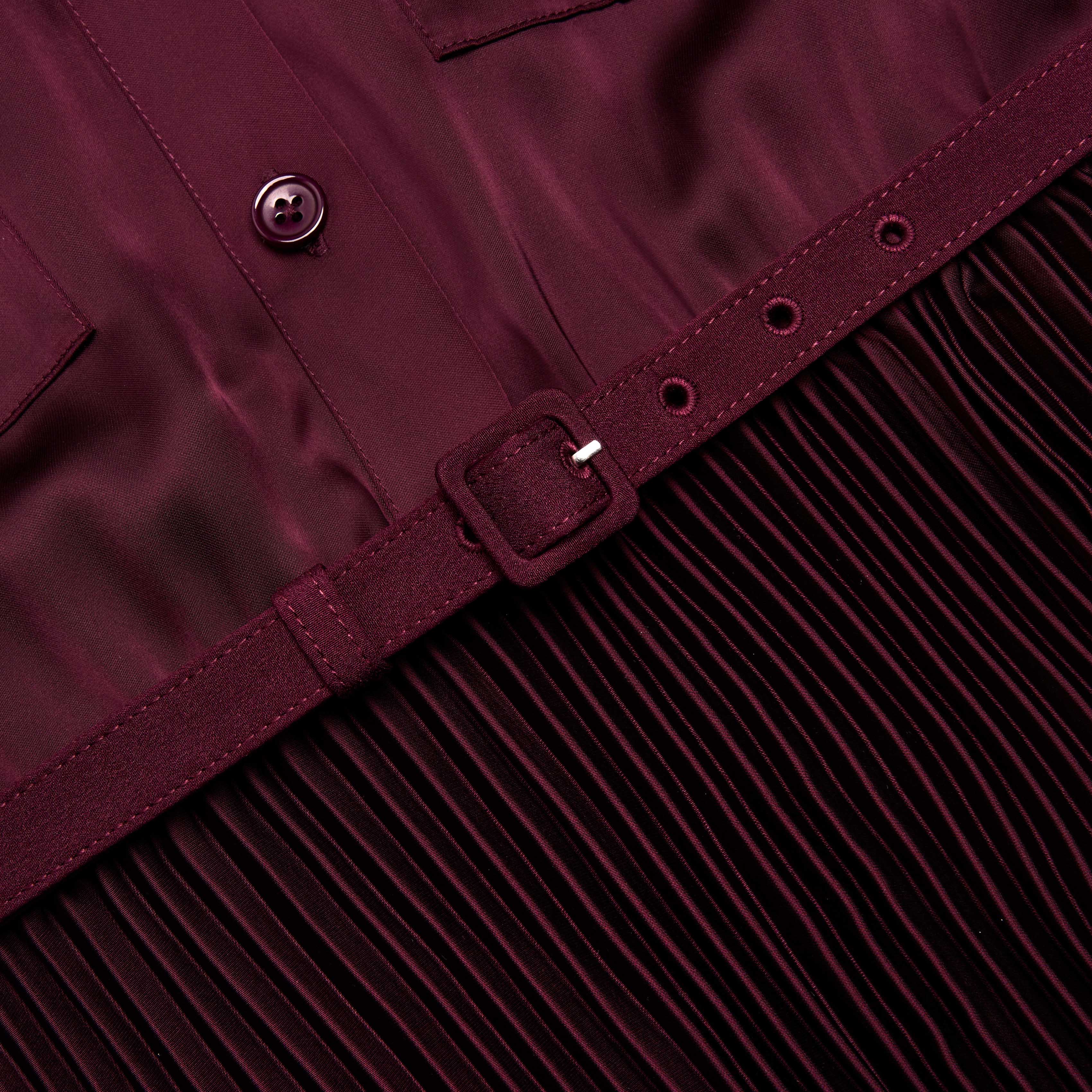 Plum Satin Pleated Maxi Dress