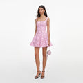 Pink Lace Flared Mini Dress