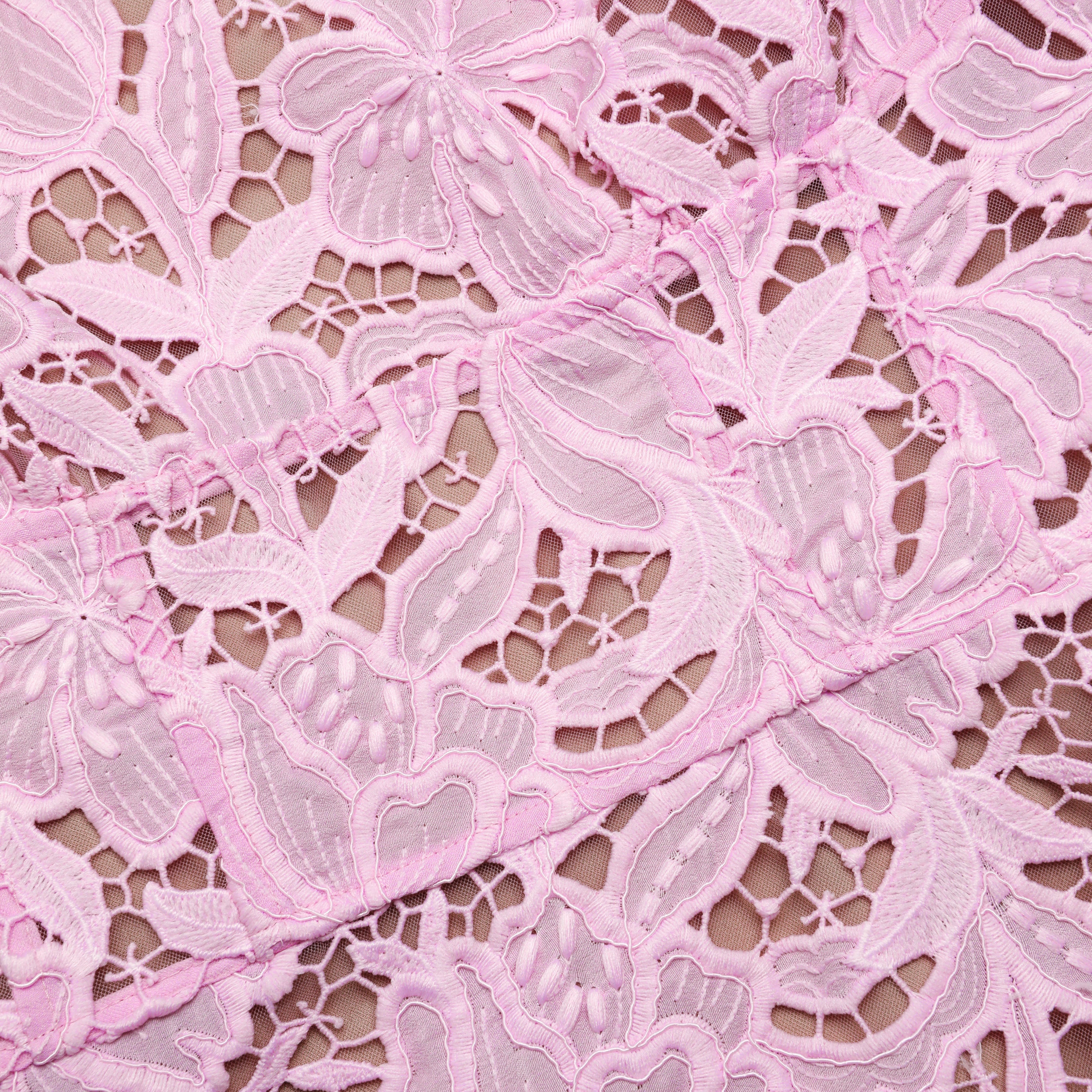 Pink Lace Flared Mini Dress