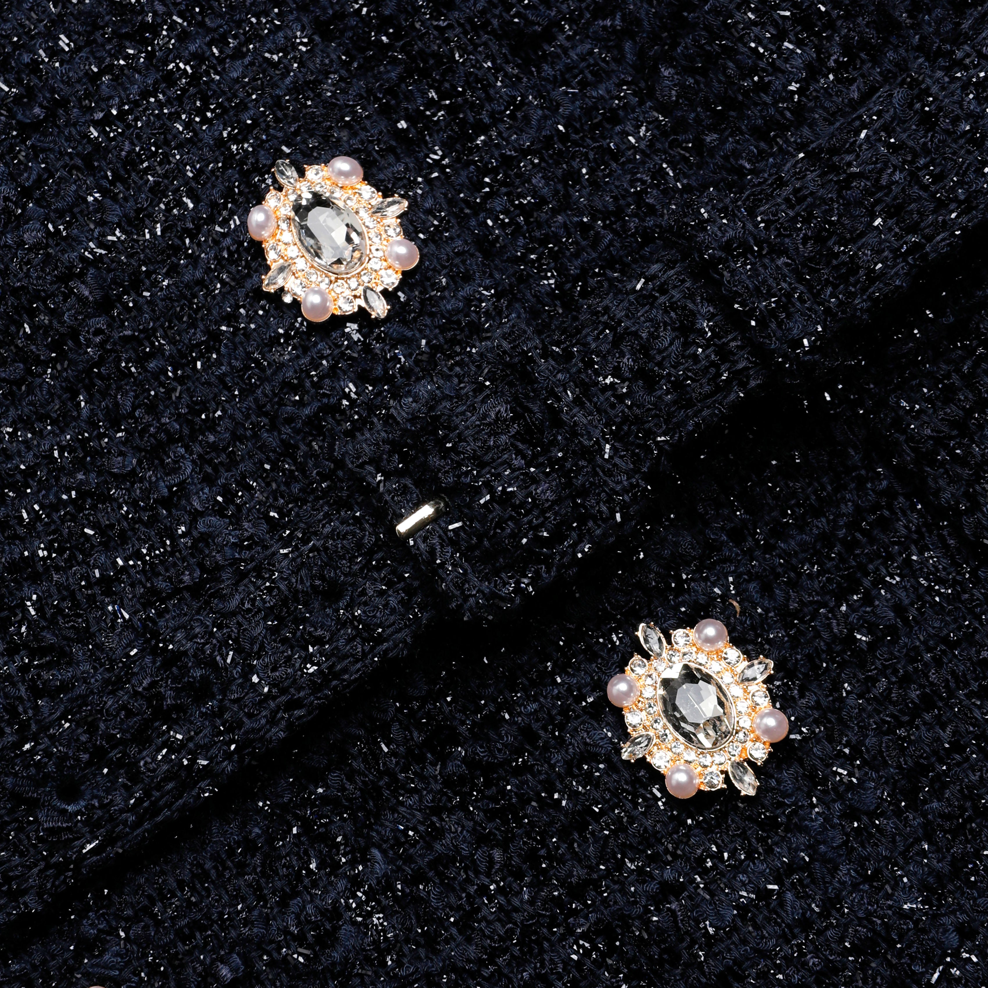 Navy Boucle Tailored Midi Dress