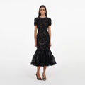 Black Tulle Lace Midi Dress