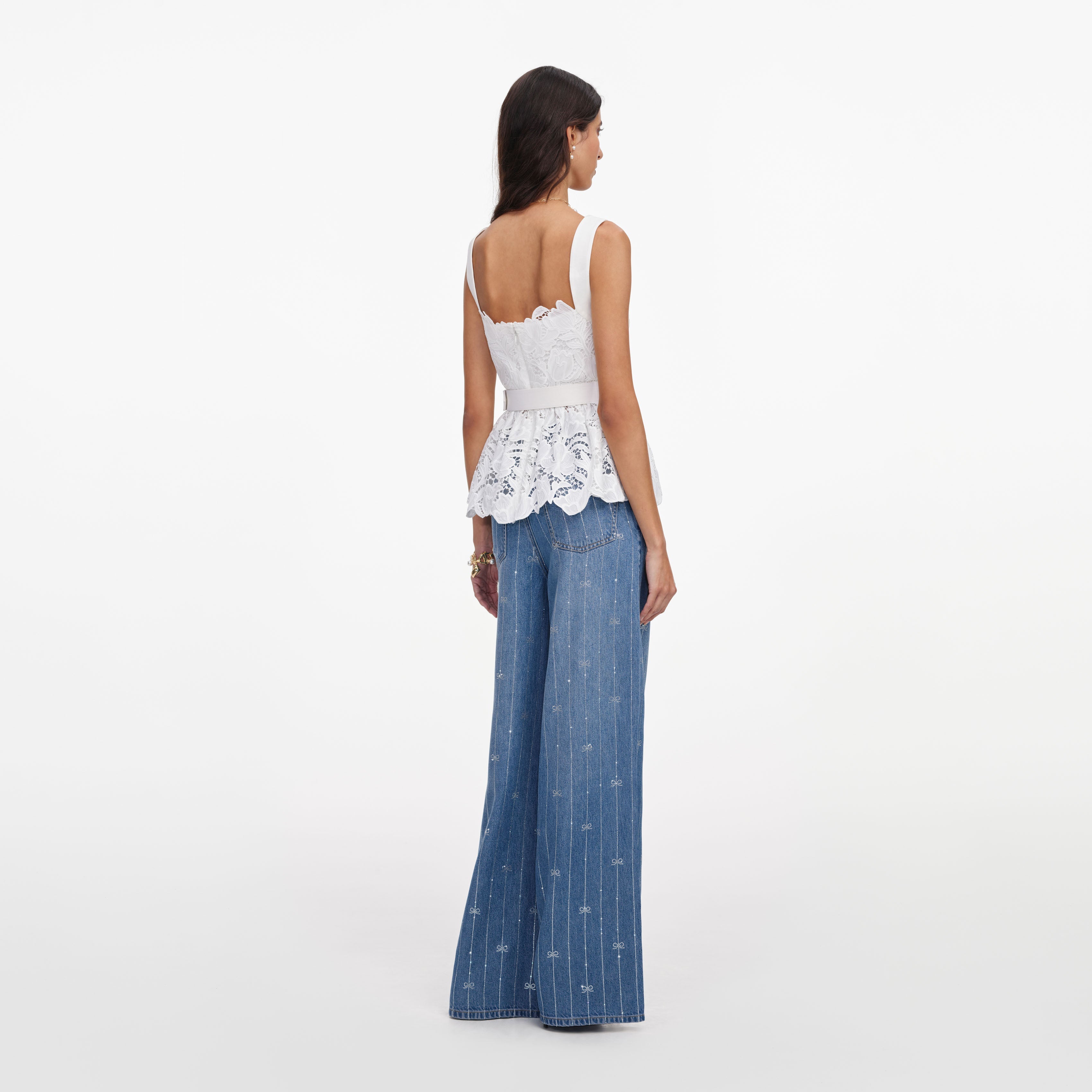 White Lace Peplum Top