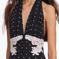 Black Polka Dot Halter Neck Maxi Dress
