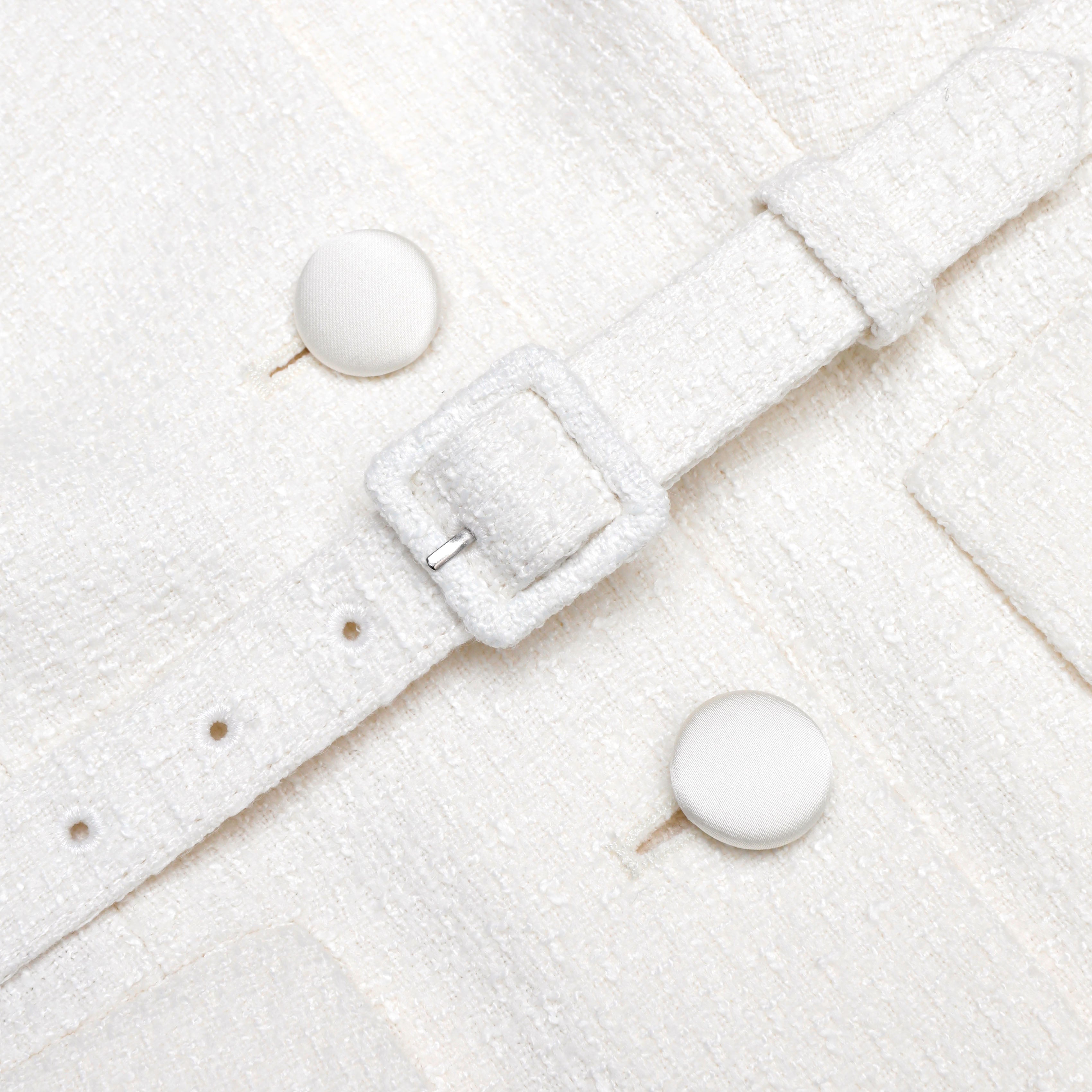 Cream Boucle Tailored Mini Dress