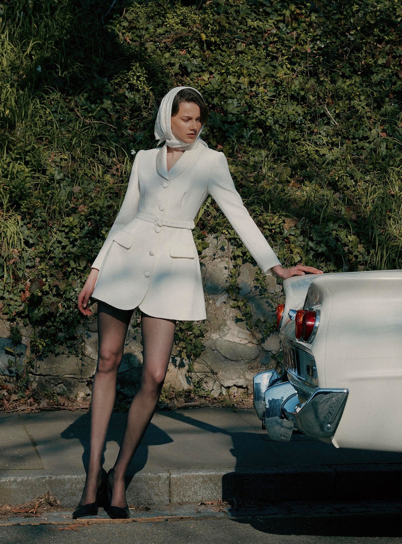 Cream Boucle Tailored Mini Dress