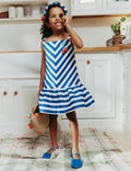 Navy Stripe Cherry Motif Dress
