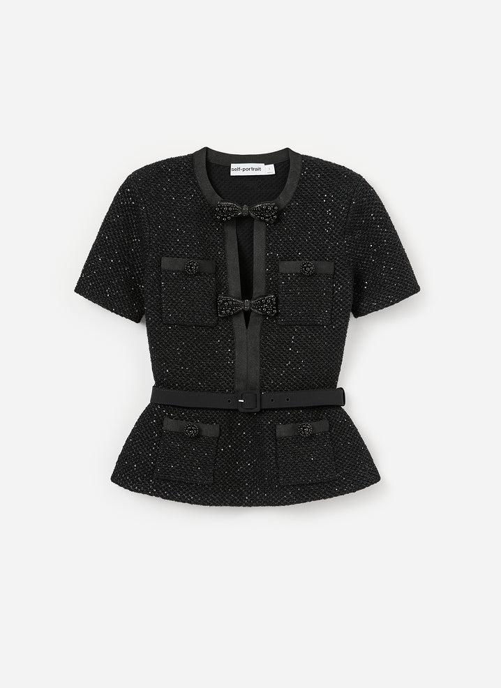 Black Sequin Knit Top