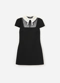 Black Crepe Bow Collar Mini Dress