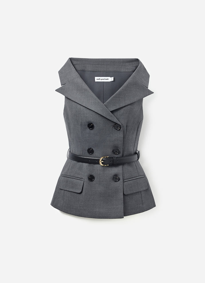 Grey Wool Tailored Top