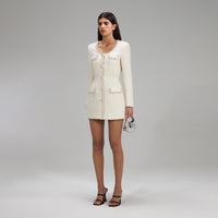 Cream Boucle Tailored Mini Dress