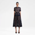Navy Lace Midi Dress
