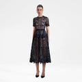 Navy Lace Midi Dress