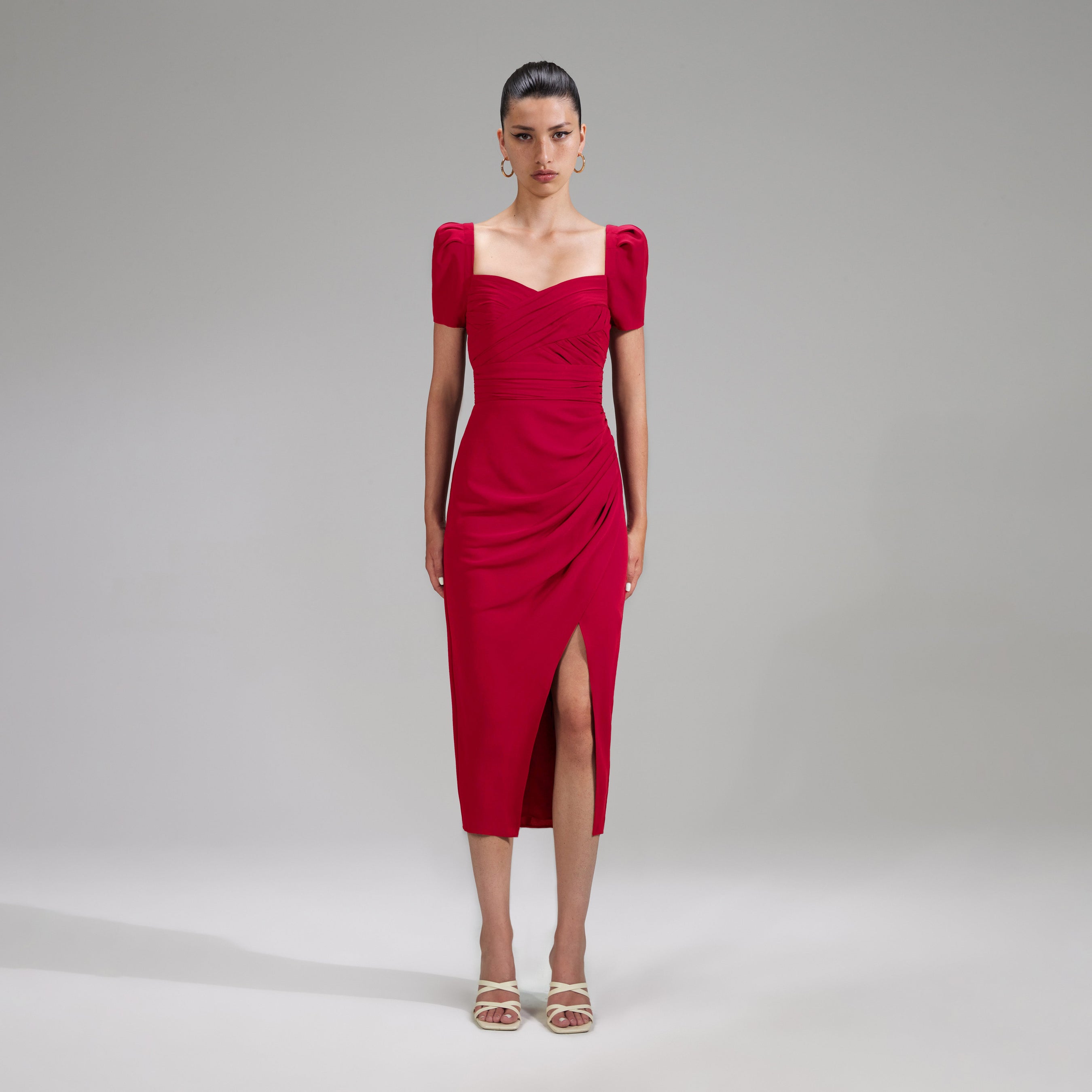 Red Iris Midi Dress