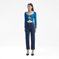 Blue Lurex Knit Top