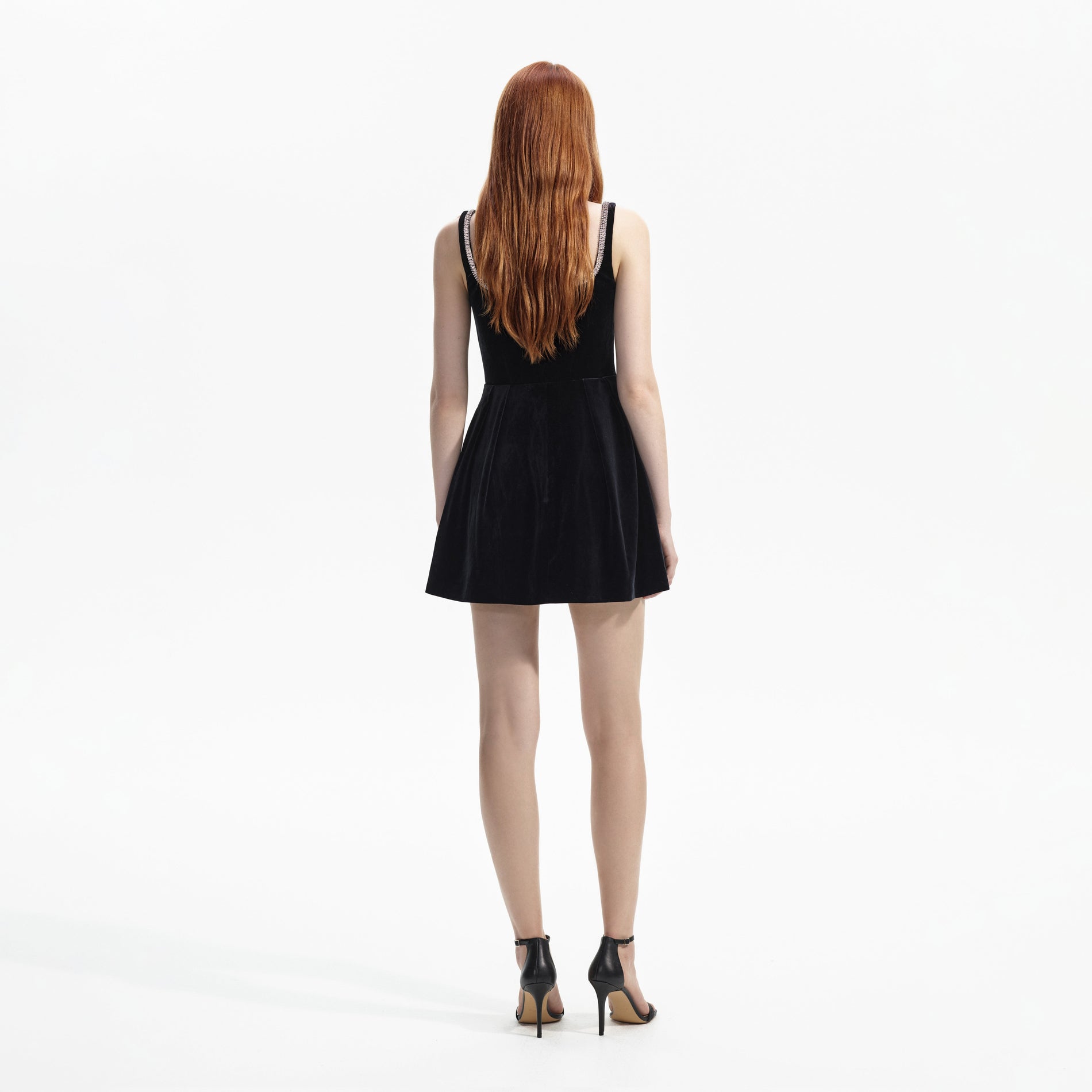Black Velvet Skater Mini Dress