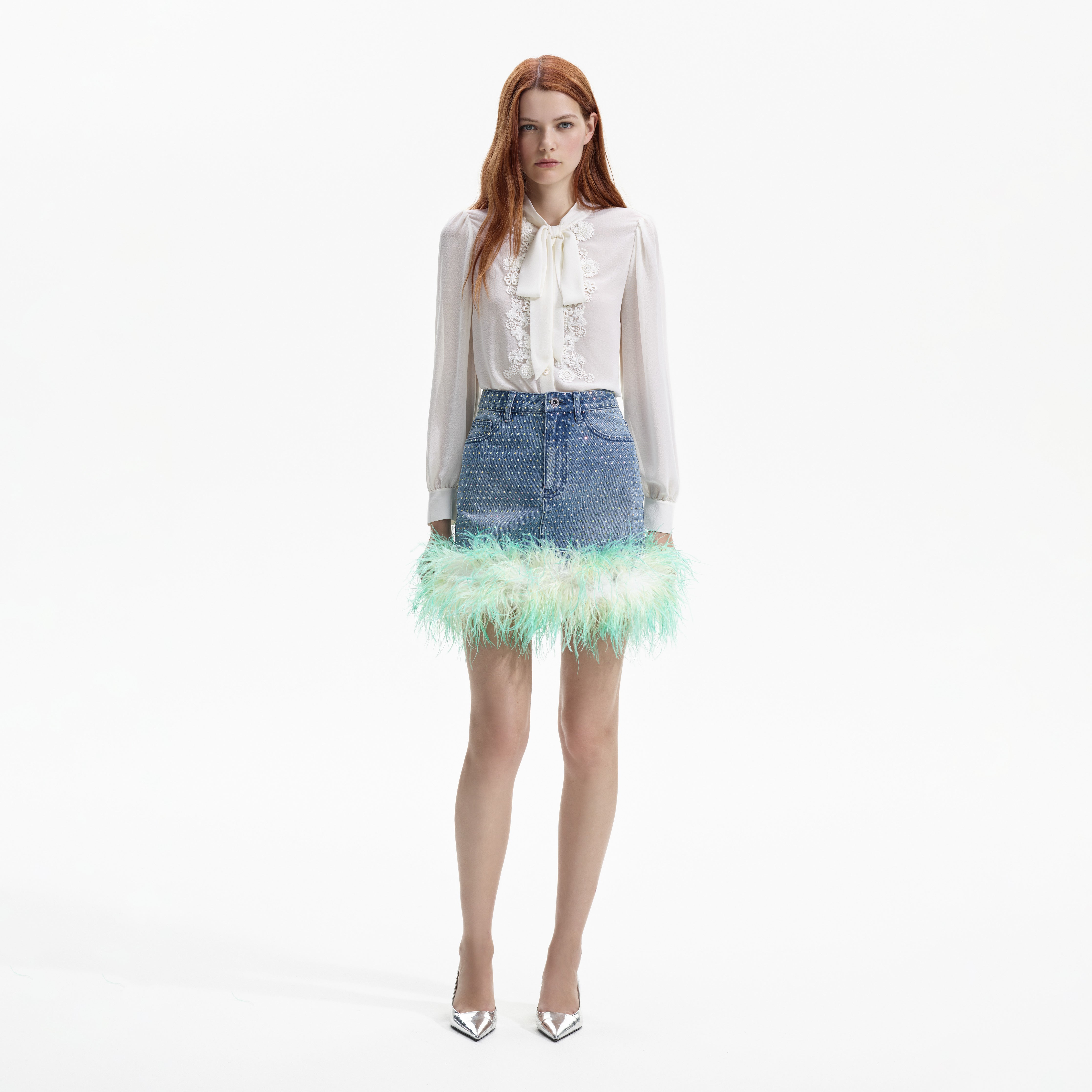 Feather shop chiffon skirt