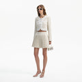 Gold Boucle Pleated Mini Skirt