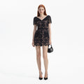 Black Lace Open Neck Mini Dress