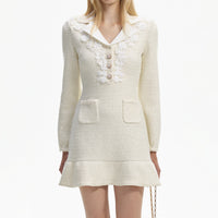 Cream sequin knit mini dress