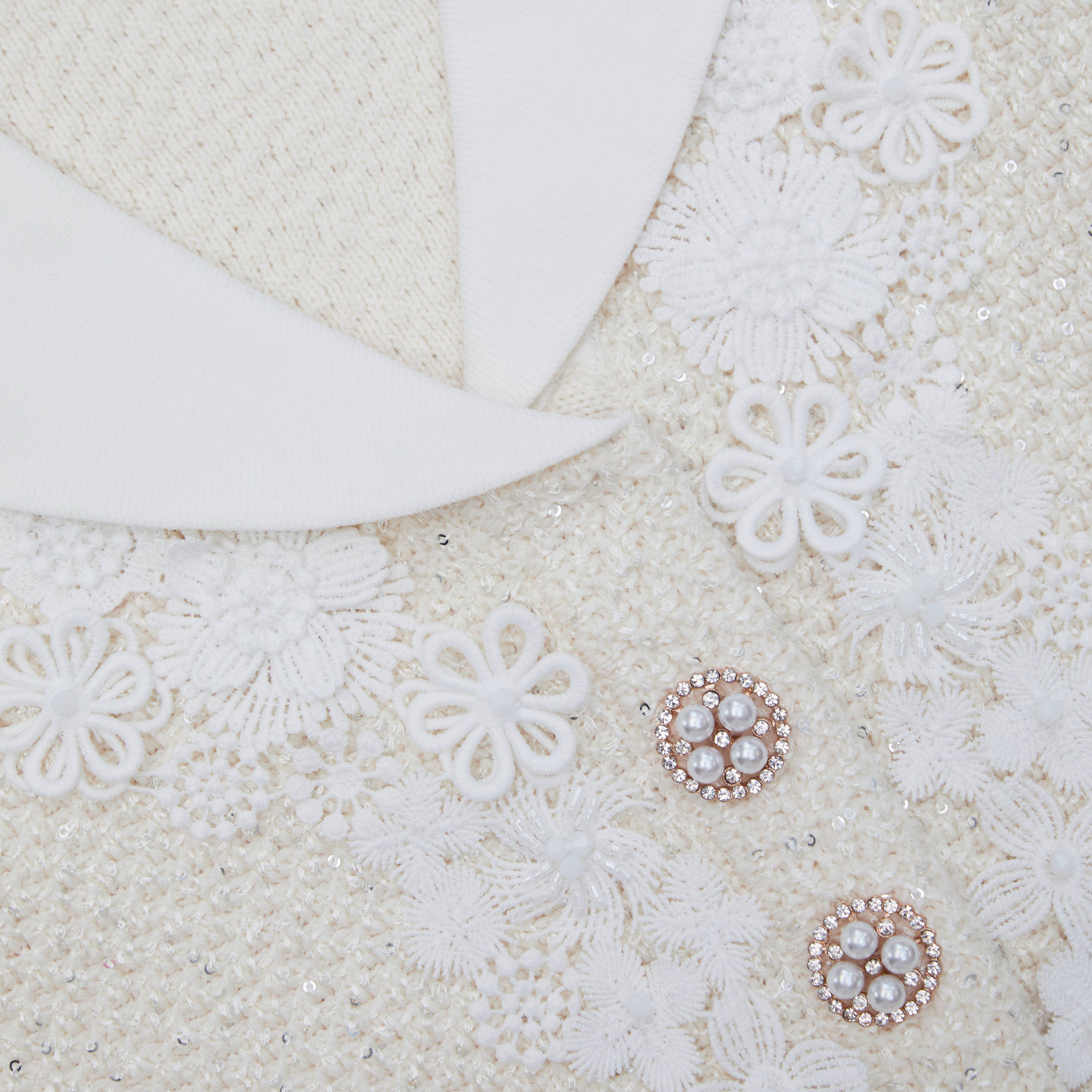 Cream sequin knit mini dress