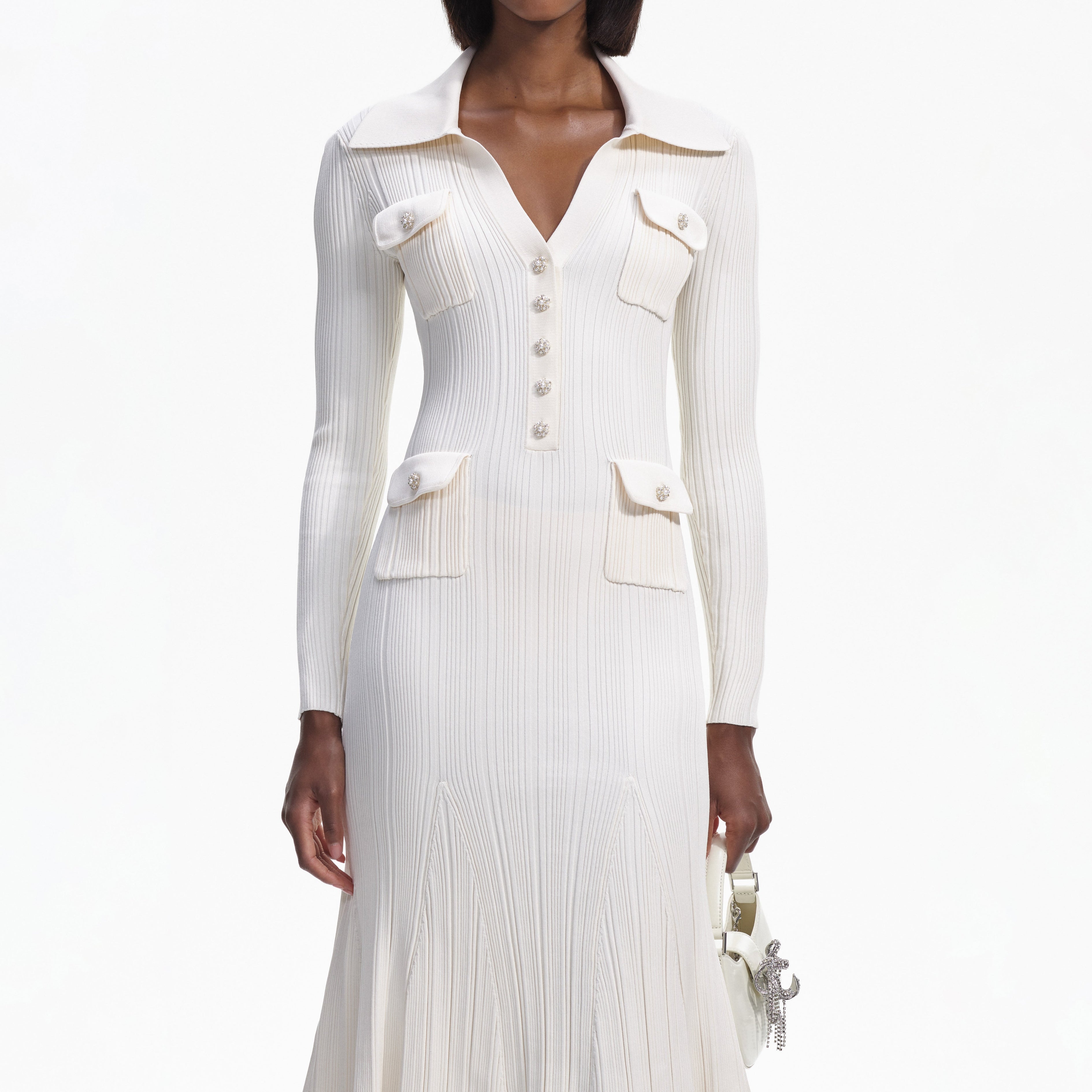 Cream Knit Midi Dress