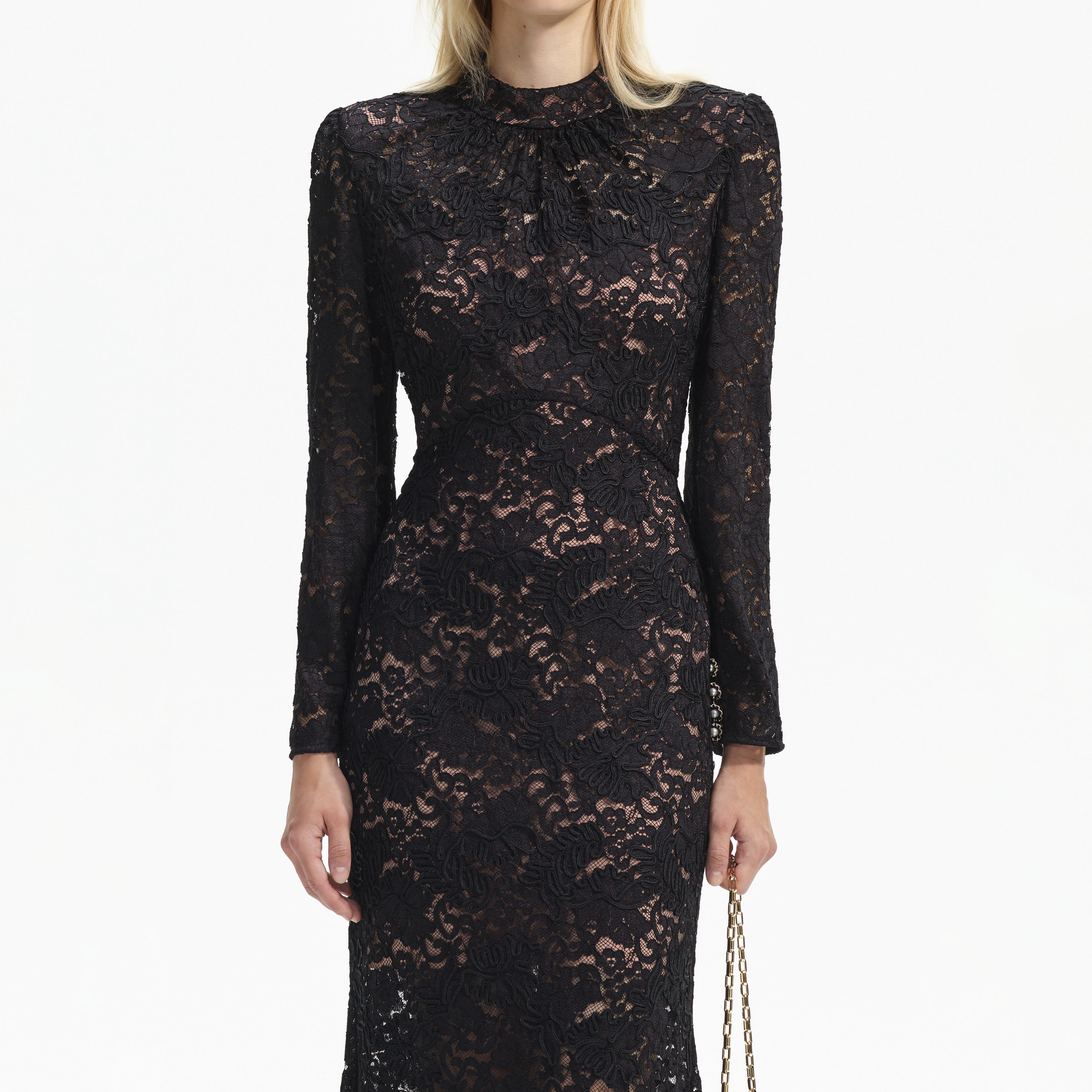 Black Cord Lace Maxi Dress