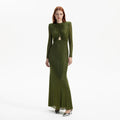 Olive Green Rhinestone Maxi Dress