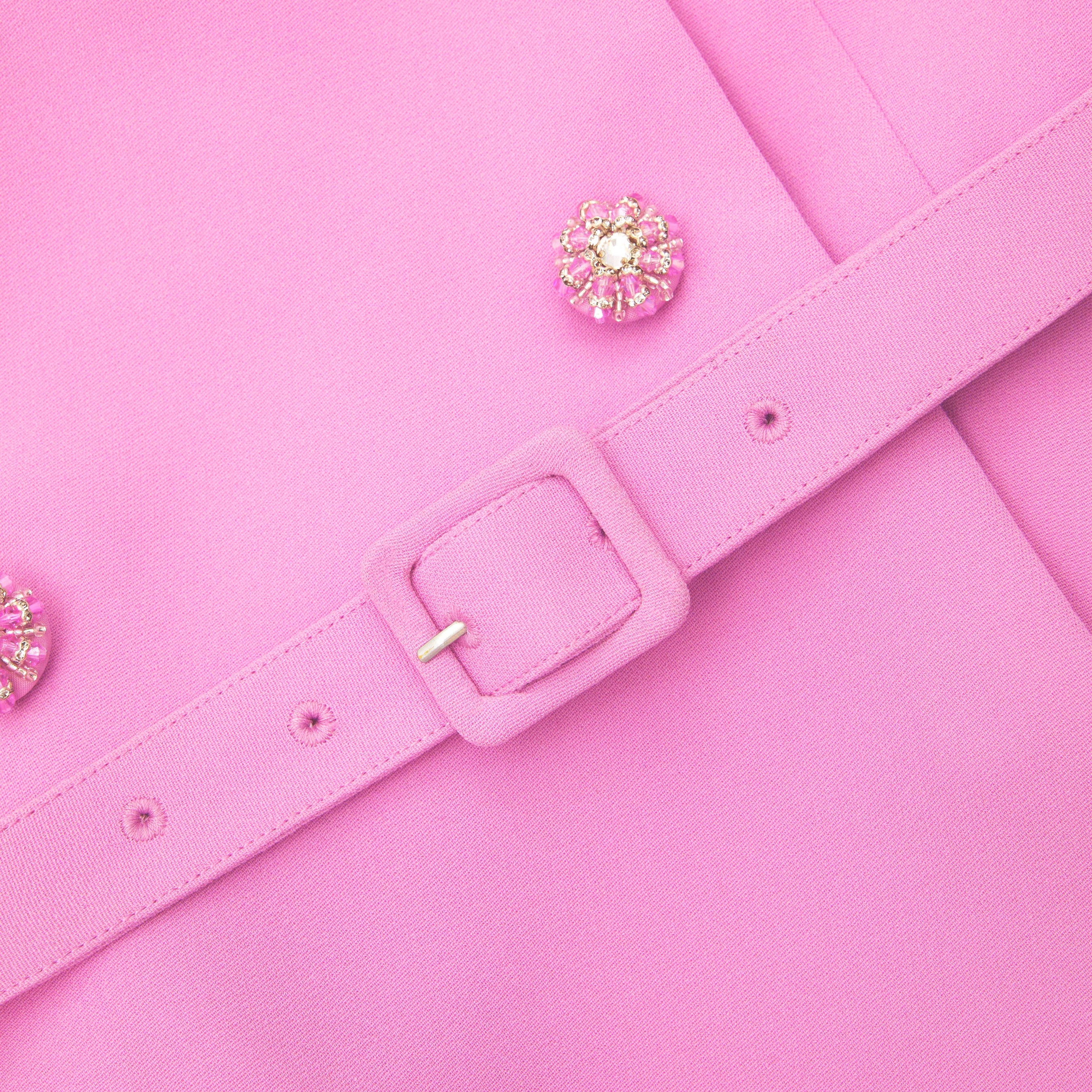 Pink Crepe Tailored Midi Dress