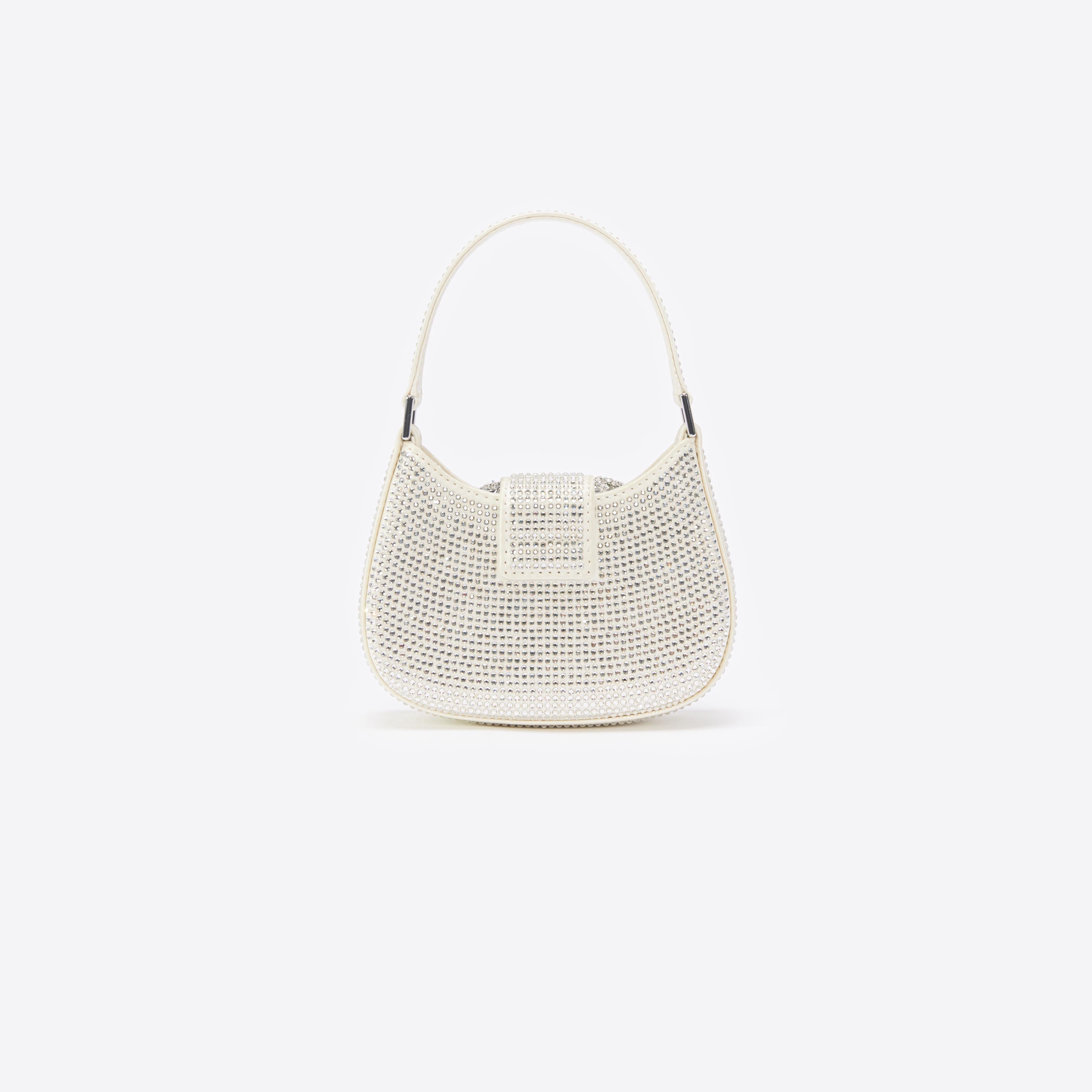 Champagne Rhinestone Micro Crescent Bag