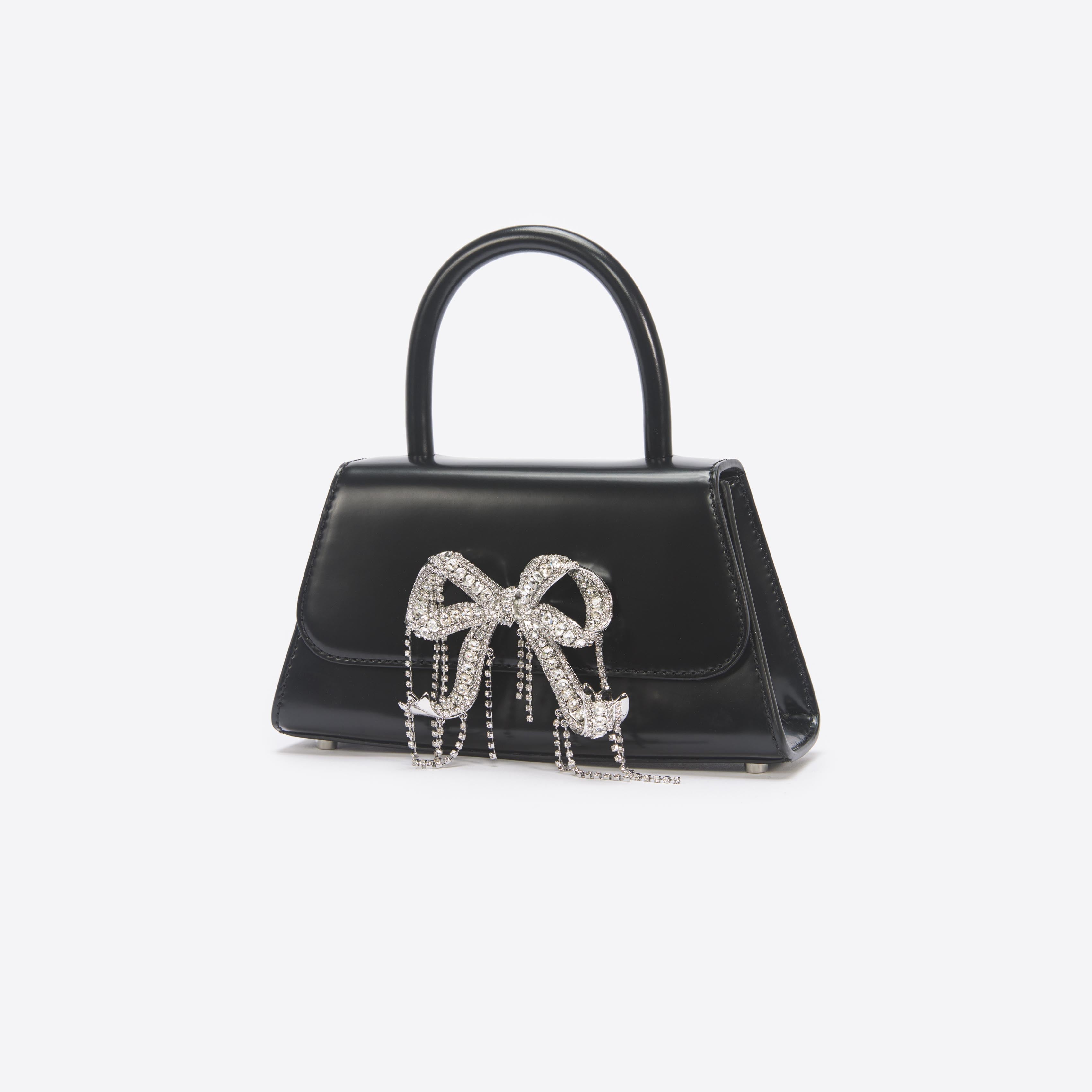 Black Leather Mini Bow Bag